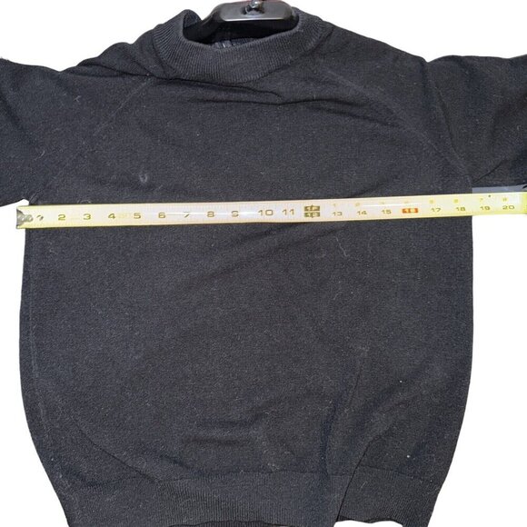 Vintage Unbranded Virgin Wool Sweater Black Mock Neck With Back Zip Closure - Picture 6 of 13